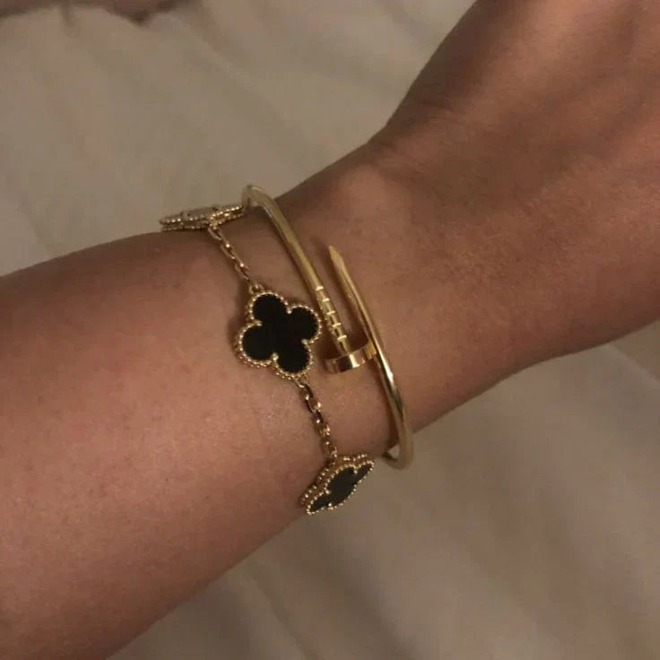 KLEEBLATT | Schwarzes/Silbernes Armband