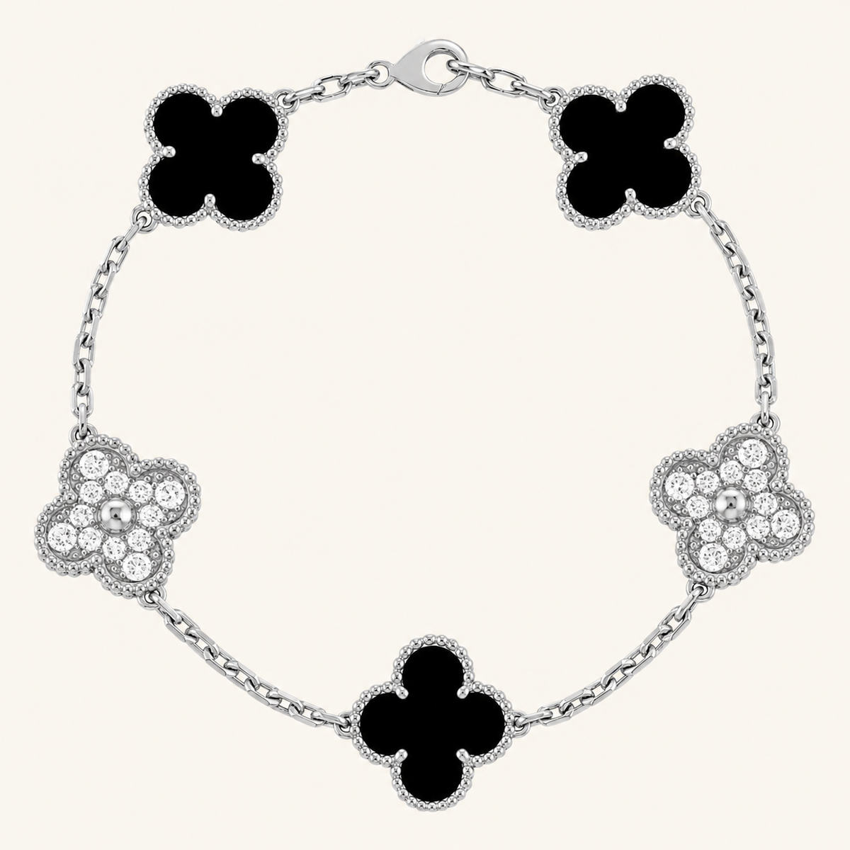 KLEEBLATT | Schwarzes/Silbernes Prestige-Armband