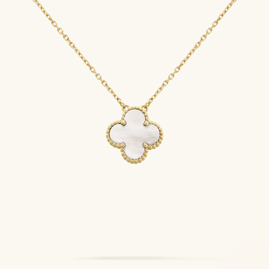 KLEEBLATT | Weiß/Gold Halskette